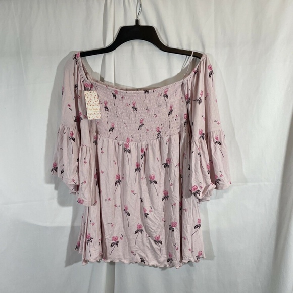 NWT $98 Free People [ XS ] Lana Off the Shoulder‎ Tunic Top in Cloud Berry - Picture 7 of 12